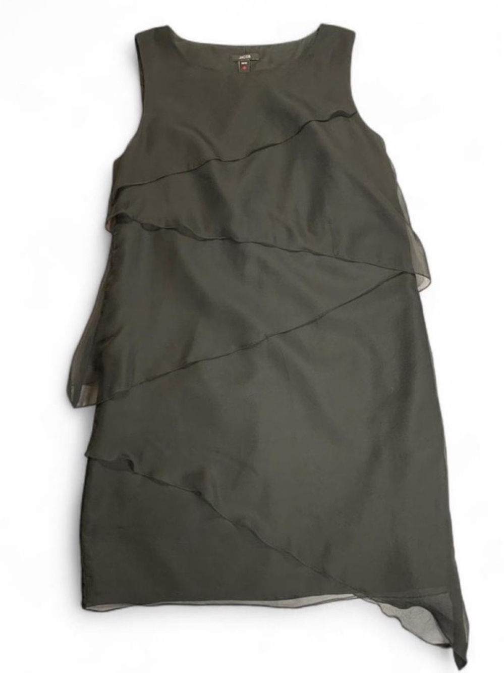 Jacob Tiered Chiffon Dress Medium Black Mini Midi Formal Sheer Whimsigoth